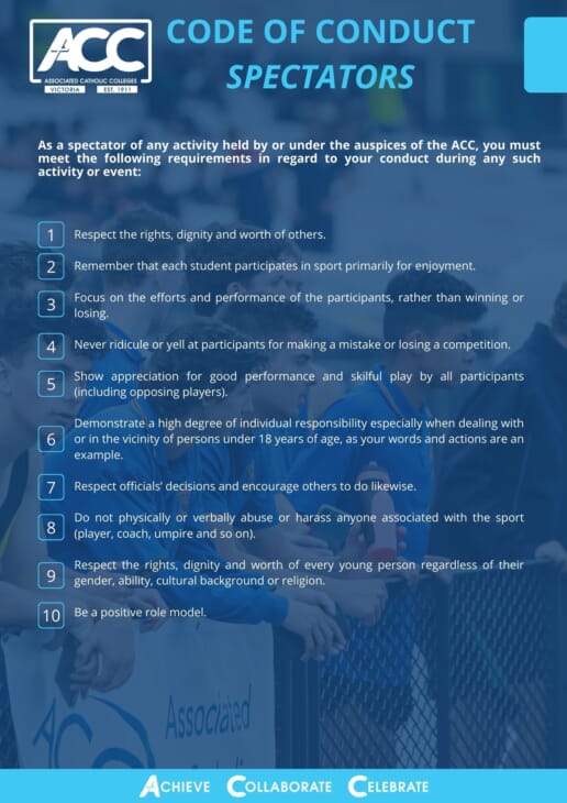 Spectator Code of Behaviour – Associated Catholic Colleges